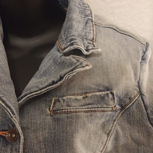 Haute Rag Blue Denim Jean Blazer Size 5 - Picture 6 of 8